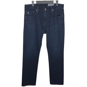 AG Jeans Adriano Goldschmied Mens 32 Blue Dark Wash Straight Denim Preppy NEW